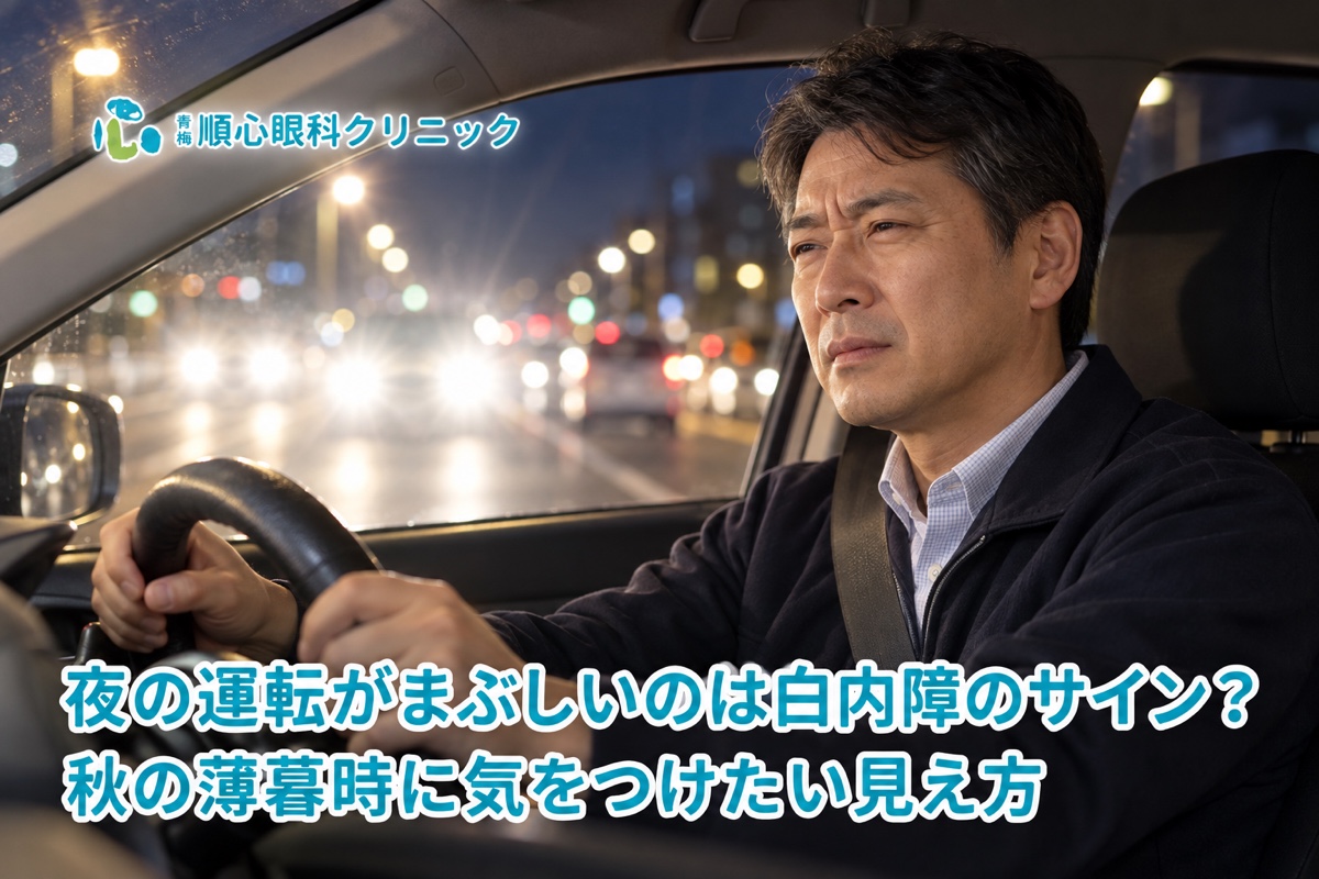 夜の運転がまぶしいのは白内障のサイン？秋の薄暮時に気をつけたい見え方